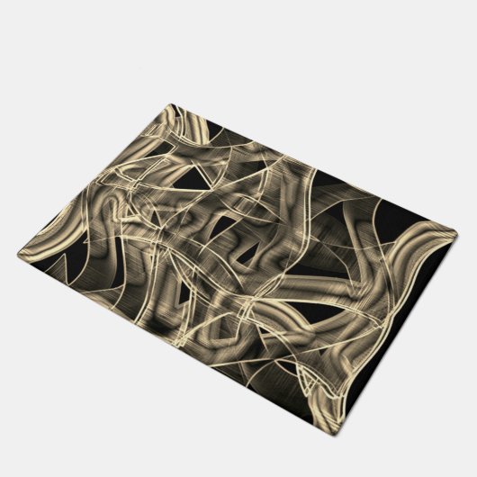 Beige bandförmige Kurven, kontrastierende Reliefli Fußmatte (Schrägansicht)