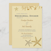 Beige Beach Theme Starfish Probe Abendessen Einladung (Vorne/Hinten)