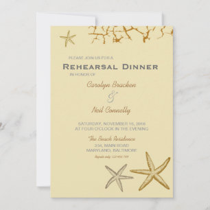 Beige Beach Theme Starfish Probe Abendessen Einladung