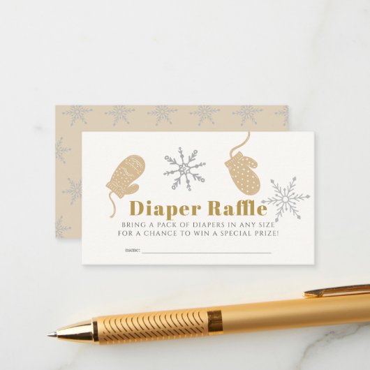 Beige Beanie Baby Showdusche Windeln Raffle Ticket Begleitkarte (Vorderseite/Rückseite Beispiel)