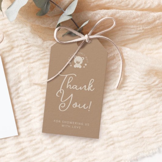 Beige Bear Baby Dusche Vielen Dank für Ihre Gesche Geschenkanhänger