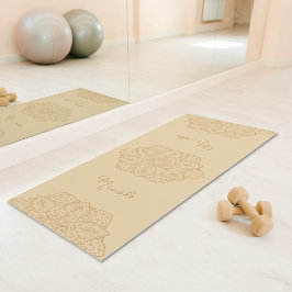 Beige Beautiful Mandala With Custom Name Yogamatte