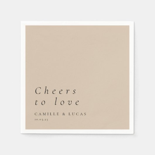 Beige Beige für Liebe Personalisierte Hochzeit Serviette (Vorderseite)
