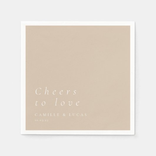 Beige Beige für Liebe Personalisierte Hochzeit Serviette (Vorderseite)