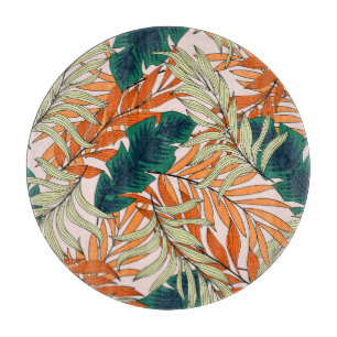 Beige beige tropische Blätter, nahtlos. Schneidebrett