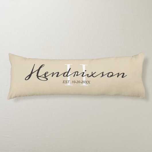 Beige benutzerdefinierte Monogrammname-Elegant Seitenschläferkissen (Vorderseite)