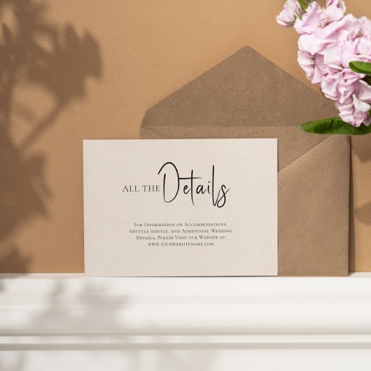 Beige Bettwäsche Einfache Details zum Hochzeitssch Einladung