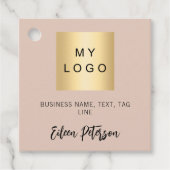 Beige Bezeichnung Firmenlogo QR-Code hängen Geschenkanhänger (Vorderseite)