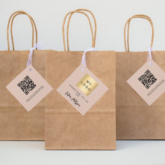 Beige Bezeichnung Firmenlogo QR-Code hängen Geschenkanhänger