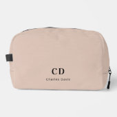 Beige Bezeichnung für moderne Monogramm-Initialen Waschbeutel (Vorderseite)