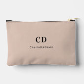 Beige Bezeichnung für moderne Monogramm-Initialen Zubehörtasche (Rückseite)