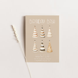 Beige Birthday Dinner with Hats Einladung
