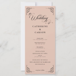 Beige & Black Calligraphy Script Wedding Program