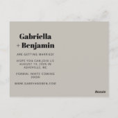 Beige Black Chic Modernes Arch Foto Hochzeit Postkarte (Rückseite)