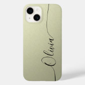 Beige Black Elegant Calligraphy Script Name Case-Mate iPhone Hülle (Rückseite)