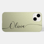 Beige Black Elegant Calligraphy Script Name Case-Mate iPhone Hülle (Rückseite (Horizontal))