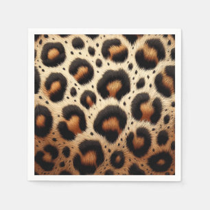 Beige & Black Leopard Fell Tier Print Flecken Serviette