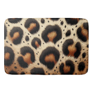 Beige & Black Leoparden Fell-Tierdruck Punkte Badematte