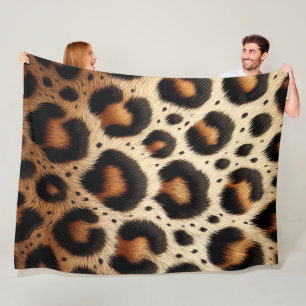 Beige & Black Leopardenfell-Tierdruck-Punkte Fleecedecke