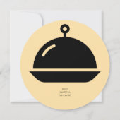 Beige Black Round Dinner Einladung (Rückseite)