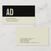 Beige Black Stripe Monogram Stilvolle Visitenkarte (Vorne/Hinten)