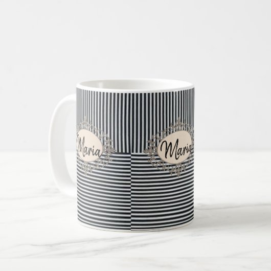 Beige Black Stripe Tasse (Vorderseite Links)