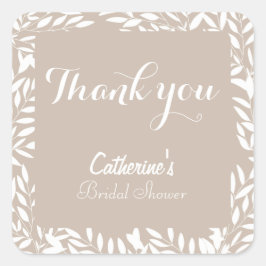 Beige Blätter Brautparty Quadratischer Aufkleber