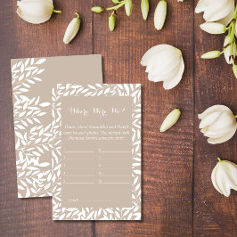 Beige Blätter Brautparty, wo wir spielten