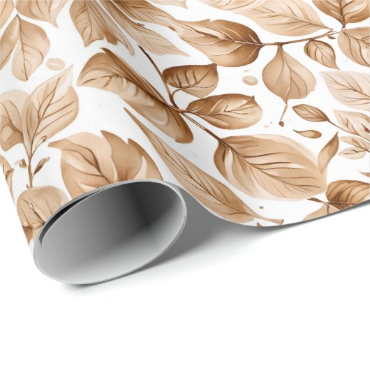 Beige Blätter für Wasserfarben Muster Geschenkpapier (Rolleneckpunkt)