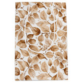 Beige Blätter für Wasserfarben Muster Mittlere Geschenktüte (Vorderseite)