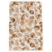 Beige Blätter für Wasserfarben Muster Mittlere Geschenktüte (Rückseite)