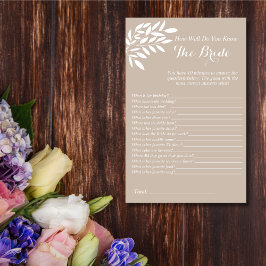 Beige Blätter wie gut Sie das Bride-Spiel kennen