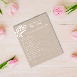 Beige Blätter wie gut Sie das Bride-Spiel kennen