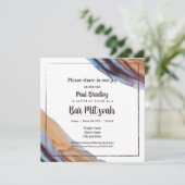 Beige, Blau, Eggplant Bar Mitzvah Einladung (Stehend Vorderseite)