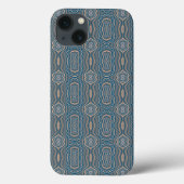 Beige blau-graue Muster Case-Mate iPhone Hülle (Rückseite)