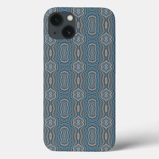 Beige blau-graue Muster Case-Mate iPhone Hülle (Rückseite)