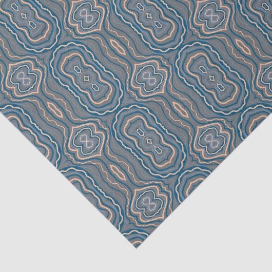 Beige blau-graue Muster Seidenpapier (Ausschnitt)