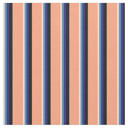 Beige, Blau, Midnight Blue, Black & Light Lachs Stoff (Nahaufnahme)