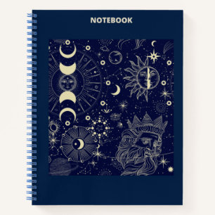 BEIGE & BLAUE ASTROLOGIE/ASTRONOMIE THEMED NOTEBOO NOTIZBLOCK
