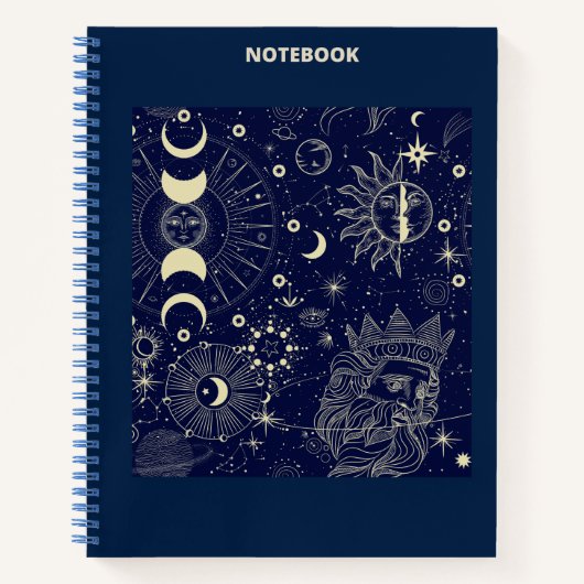 BEIGE & BLAUE ASTROLOGIE/ASTRONOMIE THEMED NOTEBOO NOTIZBLOCK (Vorderseite)