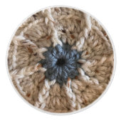Beige Blaue Garne Foto Handgeflecht Saal Crochet Keramikknauf (Vorderseite)
