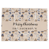 Beige blaue Strickmode für normale Weihnachtszeit Große Geschenktüte (Rückseite)