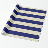 Beige, blaue XL Streifen Muster V Geschenkpapier (Ungerollt)