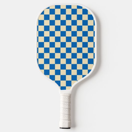 Beige + Blauer Karo Prüfpappmuster Pickleball Schläger (Rückseite)