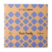 Beige blaues weißes Diamantmuster Fliese (Vorderseite)