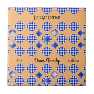Beige blaues weißes Diamantmuster Fliese