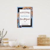 Beige & Blue Bar Mitzvah Begrüßungszeichen Poster (Küche)