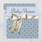 Beige Blue Brown Baby Boy Dusche Einladungen (Vorne/Hinten)