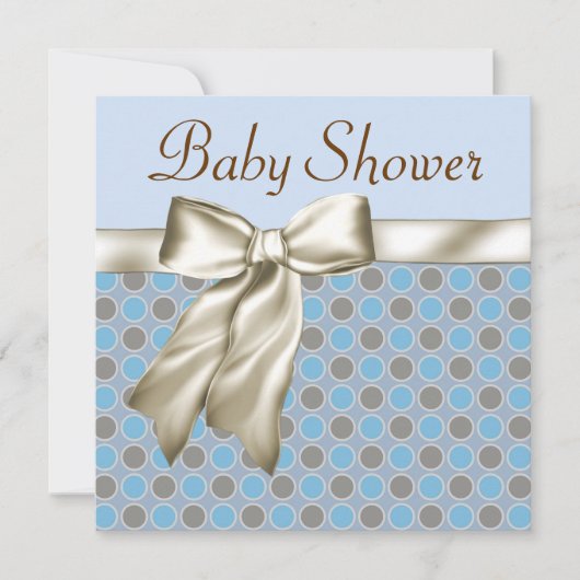 Beige Blue Brown Baby Boy Dusche Einladungen (Vorderseite)