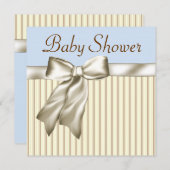Beige Blue Brown Baby Dusche Einladungen (Vorne/Hinten)